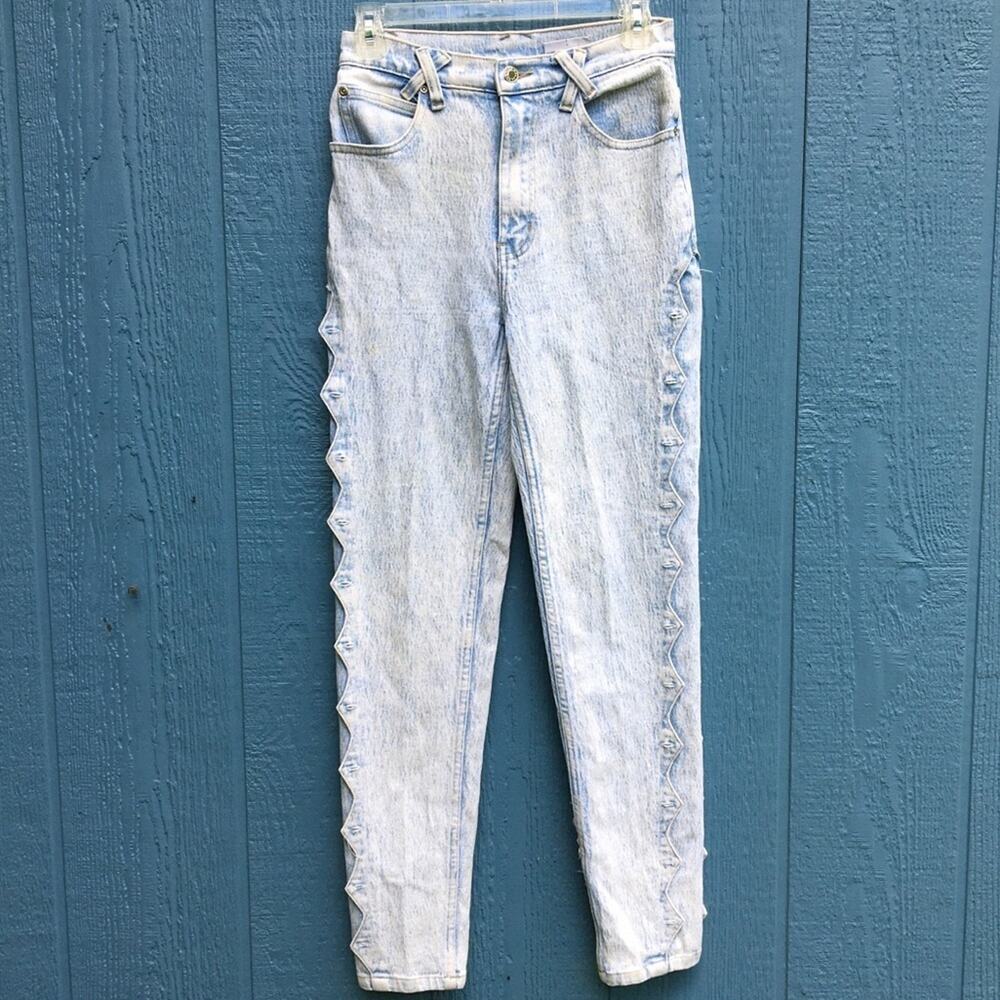 Vintage Acid Wash High Rise Mom Blue Jeans Denim 8